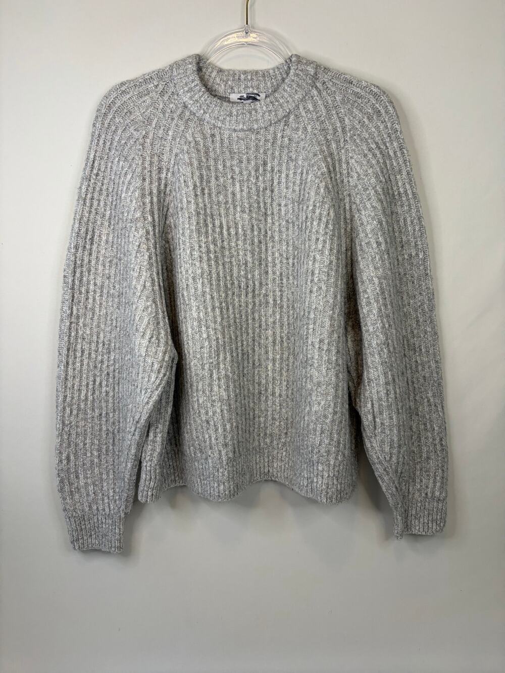 Madewell Ribbed Cotton Merino Wool Blend Sweater Heather Dusk Gray Medium NEW